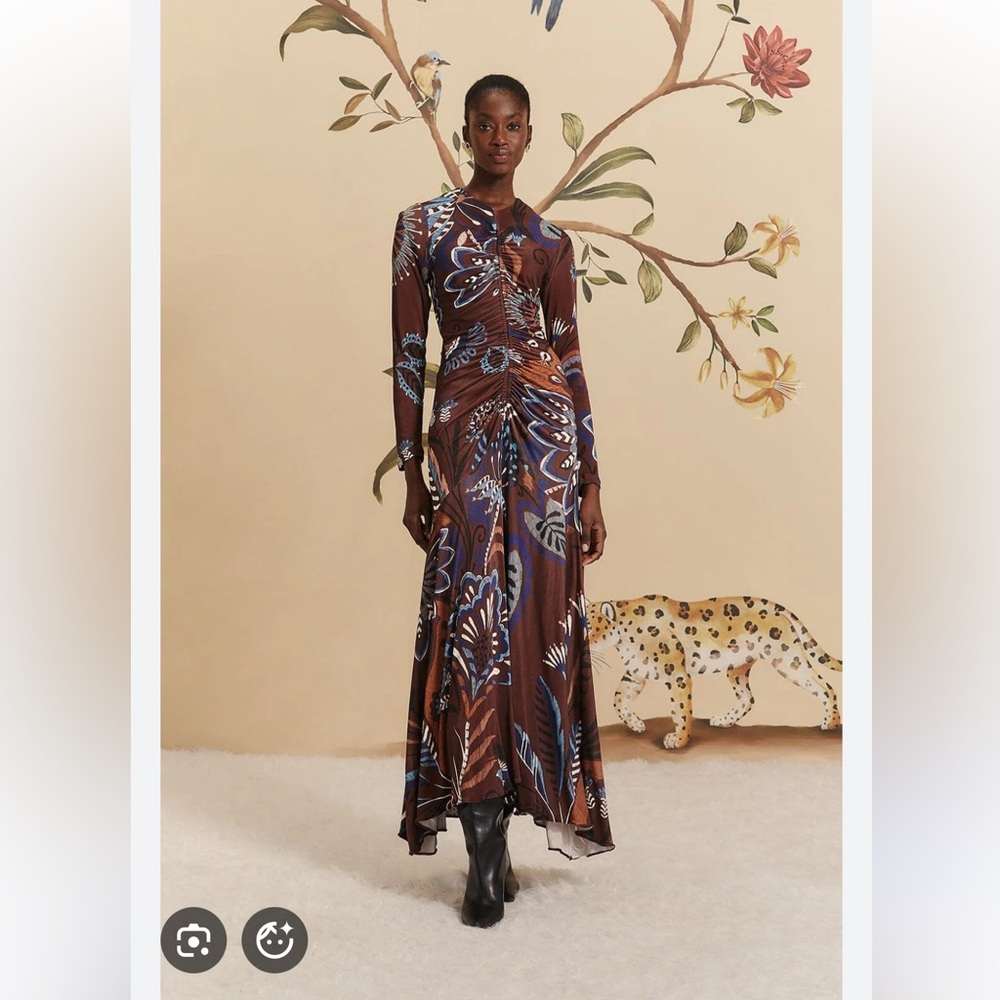 FARM Rio Brown and Blue Maxi Dress